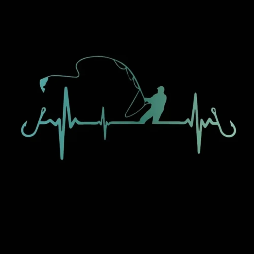 EKG Fisherman Fishing Line Hook Fish Vinyl Graphic Auto Laptop Decal‎ Sticker